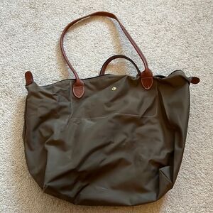 Longchamp large tote green/brown 